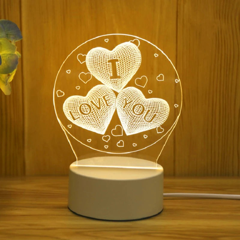 Luminária 3D Romantica de Acrilico