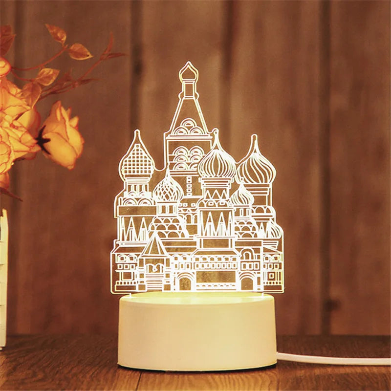 Luminária 3D Romantica de Acrilico