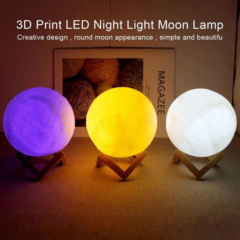Luminária Lua Cheia  – Luz Noturna Decorativa para Quarto