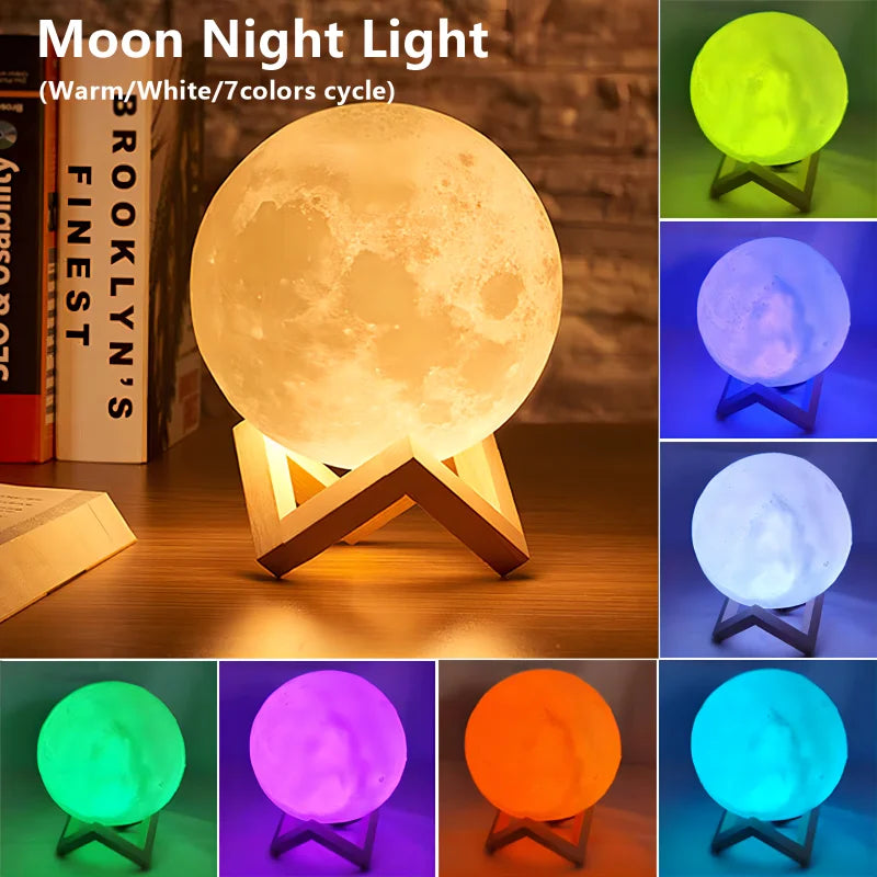 Luminária Lua Cheia  – Luz Noturna Decorativa para Quarto