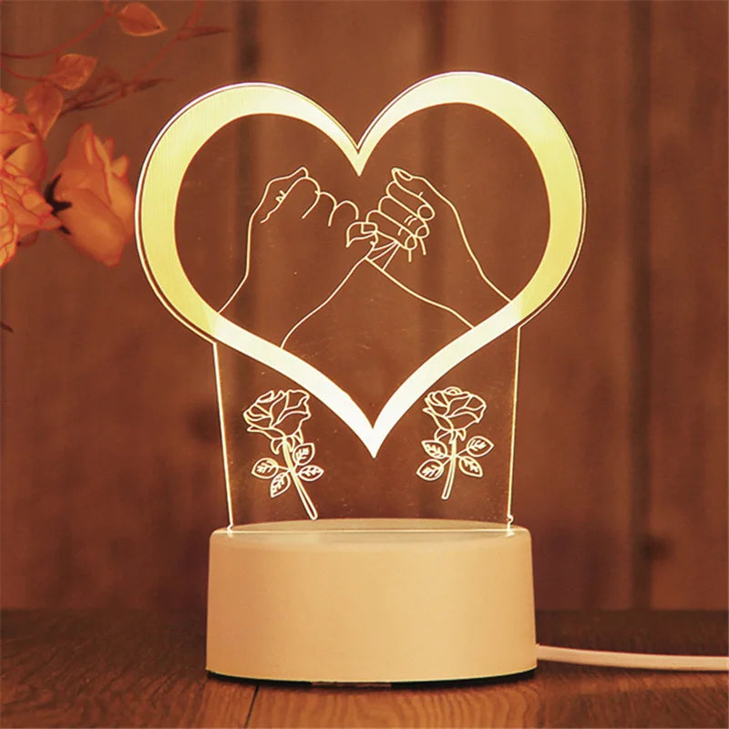 Luminária 3D Romantica de Acrilico